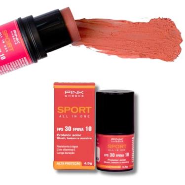 Imagem de Blush em Bastão 3 em 1 Pink Cheeks 4,5g - Resistente Água Esporte Beleza Solar Maquiagem Sombra Radicais Livres Textura Pele, Pink Cheeks (Soft Peach)