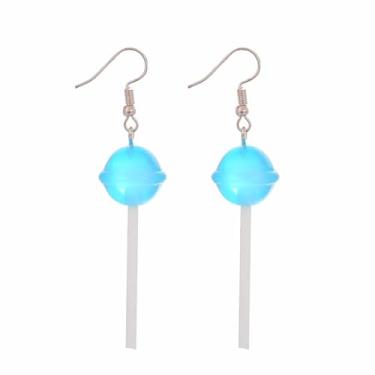 Imagem de Colar com pingente de acrílico transparente doce doce pirulito engraçado fofo 3D colorido multisabor resina simulada doce colar geométrico para mulheres, festival, festa, férias, joias modernas,