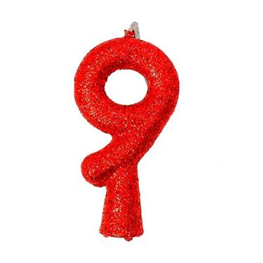 Imagem de Vela Puro Glitter Vermelha N 9 - Embalagem com 1 unidade.
