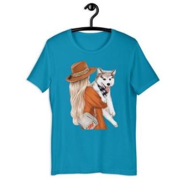 Imagem de Camiseta Blusa Feminina Garota Love Dog Husky-Feminino