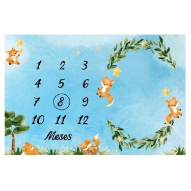 Imagem de Lençol Cenário Foto Mêsversário Raposa Azul MinhaEstrelinha - Minha Es