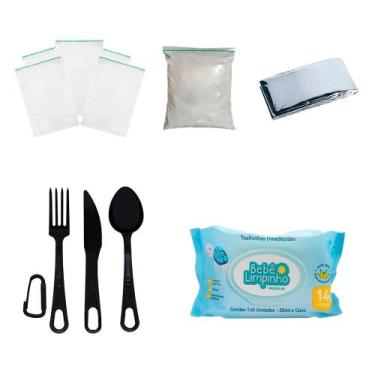 Imagem de Kit Ziplock + Cal Virgem + Talher +Manta Aluminizada + Lenço - Disprop