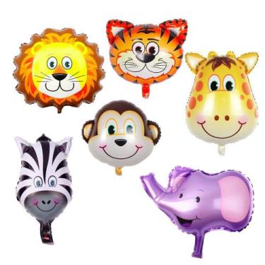 Imagem de 6 Balões Metalizados Zoo Animais Grande De Zebra Girafa, Etc - Neoimp