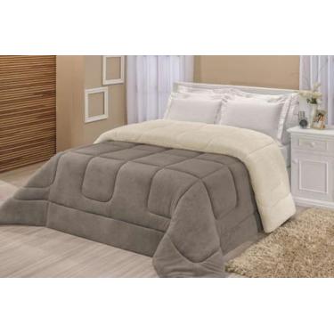 Imagem de Coberdrom Sherpa Lã Edredom Casal Queem Microfibra Dupla Face - Chrisn