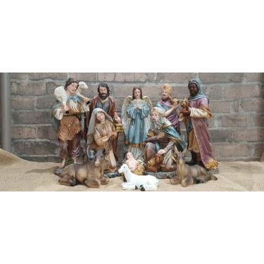 Imagem de Presépio de Natal Rustico Azul de Resina 30cm 11 peças - Zona Livre