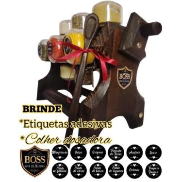 Imagem de Porta Temperos com 12 Potes colher dosadora e Etiquetas adesivas - Bos