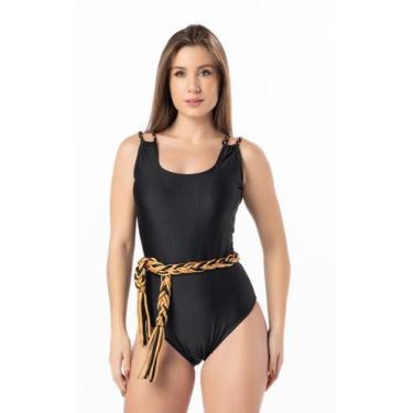 Imagem de Maiô Feminino com Faixa na cintura Tecido Textura Canelada - Kosh, Pre