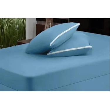 Imagem de Capa Para Colchão Casal Com Ziper Fio 30/1 - 100% Algodão - Dugu, Azul