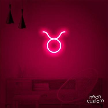 Imagem de luminaria letreiro Neon Led Signo Touro 50x55 luminoso decoração p/ se