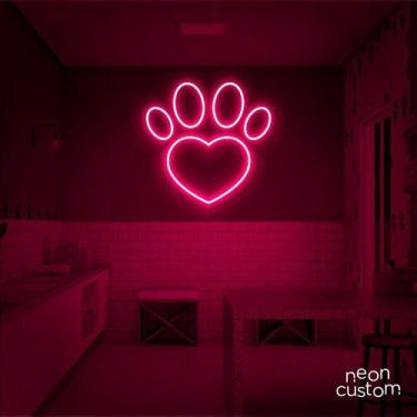 Imagem de luminaria letreiro Neon Led Amo Pets 30x30 luminoso decoração p/ selfi