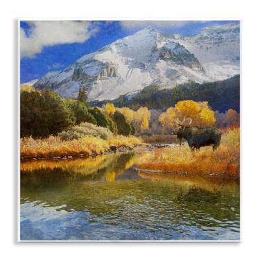 Imagem de Stupell Industries Design artístico de placa de parede de alce no rio Dolores por Chris Vest, 12 x 12