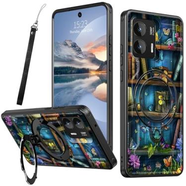 Imagem de HEAKIERG Capa magnética para Motorola Moto G Stylus 5G 2024 6,7 polegadas com suporte de anel giratório de 360 graus, capa resistente à prova de choque com suporte de proteção contra quedas [1 x alça