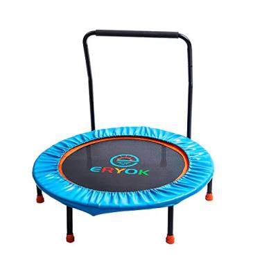 Imagem de ERYOK Trampolim De 36 Polegadas Para Crianças Com Alça. Trampolim Infantil Dobrável Para Brincar E Fazer Exercícios Internos/Externos Com Capa Acolchoada De Segurança