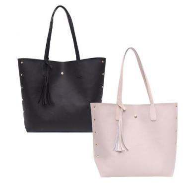 Imagem de Kit 2 Bolsa Feminina Grande Espaçosa Compacta Elegante Básica - M R N 