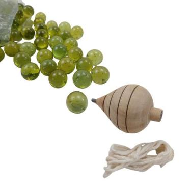 Imagem de Brincadeiras Tradicionais - 30 Bolinha de Gude e 1 Pião de Cela - Arte