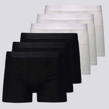 Imagem de Kit 6 Cuecas Lupo Boxer Elastic Branca e Preta, GG