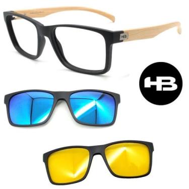 Imagem de Armação Grau Hb Switch 0339 261 Preto Madeira com 2 Clipons, Azul, Not