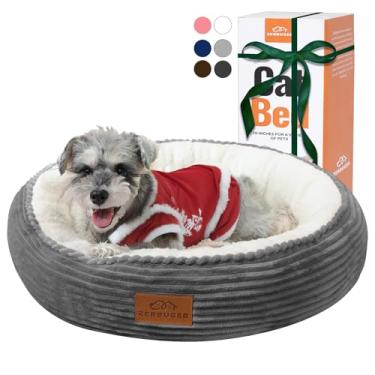 Imagem de Zerbuger Cama redonda de 58 cm para cães grandes, médios e pequenos, sofá de dormir lavável na máquina, fundo antiderrapante, respirável, macio, calmante, para uso interno/externo/carro/gaiola, cinza