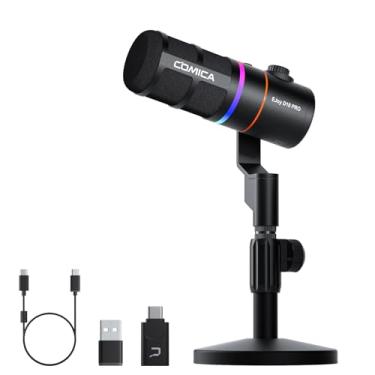 Imagem de Microfone para jogos EJoy D10 PRO(D) USB sem fio – Microfone dinâmico RGB com modos com fio/sem fio, XLR/USB-C, monitoramento em tempo real, bateria 45H, microfone de estúdio para jogos, streaming
