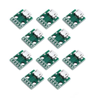 Imagem de Teyleten Robot Placa adaptadora micro USB para DIP conector fêmea tipo B conversor PCB tábua de pão 5 pinos Pinboard 10 peças