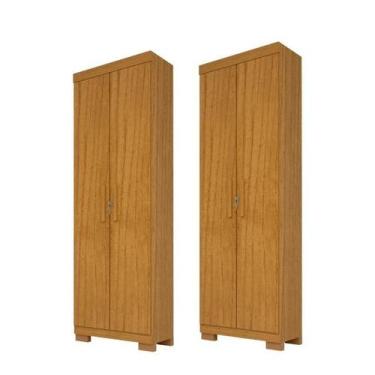 Imagem de Kit 2 Armário Multiuso Israel 2 Portas com Chave 100% MDF  Linhamobíli