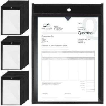 Imagem de Gilprop 30 suportes para bilhetes de trabalho, 22,5 x 30,5 cm, mangas de plástico, suporte para bilhetes de loja, bolso apagável a seco, transparente, sólido, pasta de documentos, protetor de folha