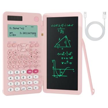 Imagem de Calculadora científica recarregável para estudantes, rosa 991ES MAX Calculadora Científica Dobrável com Bloco de Notas Calculadoras Científicas de Energia Solar de 417 Funções para Ensino Médio e