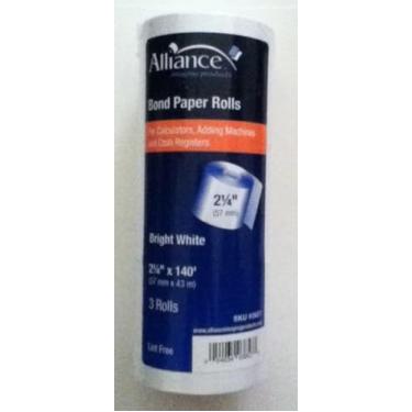 Imagem de Alliance Rolos de papel bond – 3 rolos – 6,5 x 3,5 m – para calculadoras, máquinas de adicionar e caixas registradoras