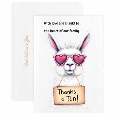 Imagem de MAGJUCHE Cartão de agradecimento para avó – Selo e envelope de cera elegante, papel de 300 g/m², impressão vívida de 600 DPI, 12 x 17 cm, design de lhama