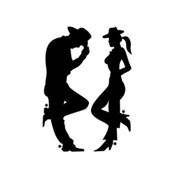 Imagem de 2 Adesivo Cowboy CowGirl 20 cm x 14 cm - Preto  - Jhow Adesivos