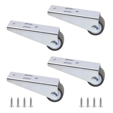 Imagem de Crapyt Rodas de borracha de 2,5 cm com instalação vertical de suporte estendido, rodízios giratórios de borracha, roda direcional de polia antiderrapante para móveis (marrom, 4 peças)