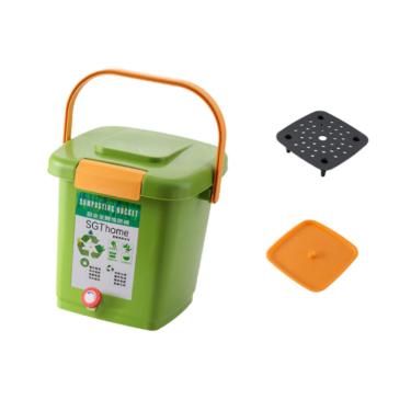 Imagem de Ｂｅｓｇａ Composteira interna para compostagem de resíduos alimentares, balde e alça com tampa, recipiente de compostagem para pátio de jardim, 15l