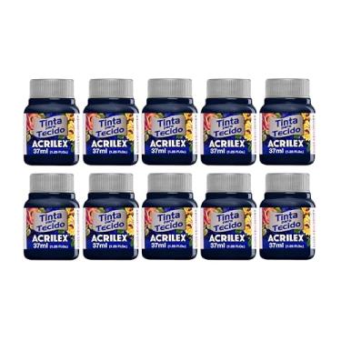 Imagem de Tinta Para Tecido Fosca Acrilex 37ml 10 Unidade Artesanato Fixação Frio Alta Cobertura – Fixação a Frio e Alta Cobertura Com Acabamento Fosco, Este Kit É A Escolha Perfeita Para Quem Busca Qualidade (Azul Marinho 544)