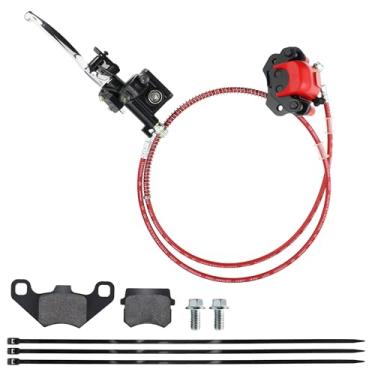 Imagem de PRO BAT Sistema de freio a disco hidráulico traseiro compasso de freio de mão ATV Quad conjunto de freio de mão compasso de cilindro mestre vem com pastilhas de freio para carrinho de quadriciclo ATV