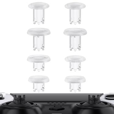 Imagem de eXtremeRate Manípulos Intercambiáveis Thumbsgear Para Controle Ps5 Edge, Tampas De Substituição Analógicos Transparentes - 4 Alturas, 3 Superfícies Aderência Sem Base