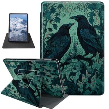 Imagem de BFDHGQZC Capa padrão Ravens On Branches para iPad 10.2, 9ª/8ª/7ª geração, suporte giratório 360, hibernar/despertar automático, unissex, trabalho/escola/escritório em casa, viagens, assistir a filmes