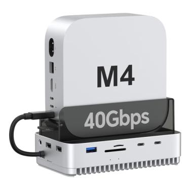 Imagem de Qwiizlab Hub de suporte para Mac mini M4/M4 Pro de 40 Gbps com gabinete SSD NVMe, estação de ancoragem com USB-C de 10 Gbps, USB-A 10 Gbps, leitores de cartão TF/SD 4.0 de 312 MB/s, USB-A 2.0, serve