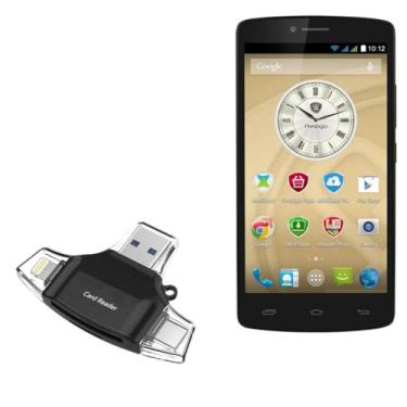 Imagem de BoxWave Dispositivo inteligente compatível com Prestigio MultiPhone 5550 Duo - leitor de cartão SD AllReader, leitor de cartão microSD SD Compact USB - Preto
