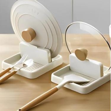 Imagem de Descanso De Panela Suporte Tampas De Panelas Talheres E Acessórios Organizador Porta Tempero Cozinha