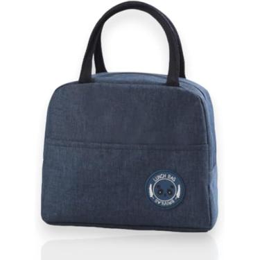 Imagem de Bolsa Térmica Lancheira, 23x20x14cm, Azul Marinho, Reutilizável para Trabalho e Academia, à Prova de Vazamentos (Azul)