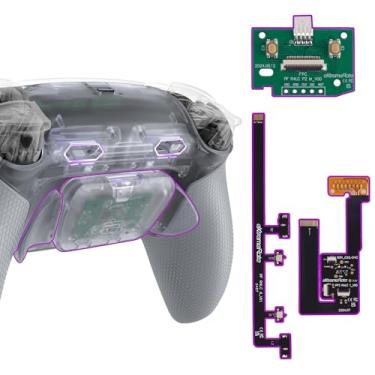 Imagem de eXtremeRate RISE Plus MAX Back Paddles Kit with Clicky Trigger Stops & Rubberized Grip for PS5 Controller BDM-030 040 050, Remappable Back Buttons Kit for PS5 Controller - Clear Gray - NO Controller