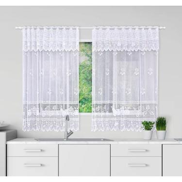 Imagem de Cortina De Cozinha de Renda Toscana Branco