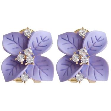 Imagem de Navachi Brincos banhados a ouro 18 k com folhas esmaltadas coloridas e omegas nas costas, Zinco Zircônia cúbica, Zircônia cúbica