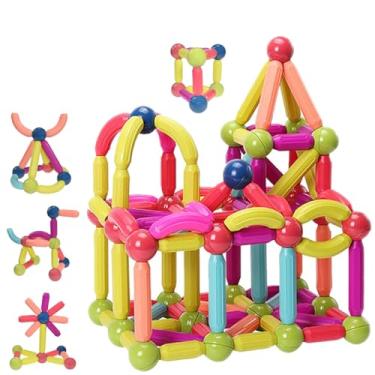 Imagem de Blocos de Construção Magnéticos Infantis: Brinquedos Montessori, Brinquedos STEM para Crianças a Partir de 3 Anos (128 Peças)