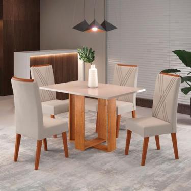 Imagem de Mesa de Jantar 4 Lugares Nivus Mel/Blonde/Marfim - Viero Móveis, Moder