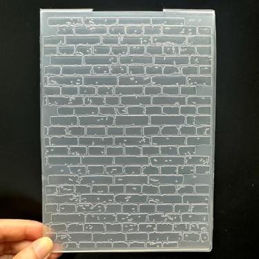 Imagem de Modelo de pasta em relevo de plástico 3D, textura de parede de tijolos pontilhados de Natal, 12 x 17 cm para fazer cartões, faça você mesmo, scrapbook, papel, artesanato, artesanato, scrapbook, artes