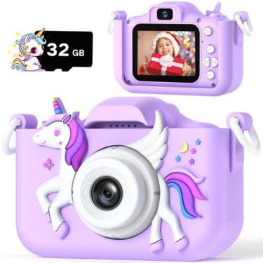 Imagem de Câmera infantil HOOMOON 2024 Upgrade Unicorn 1080P HD 32GB