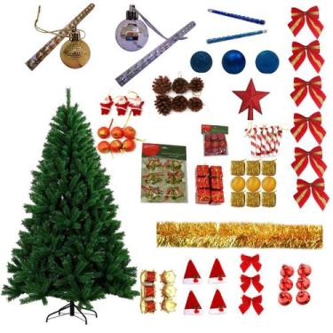 Imagem de Árvore De Natal Verde 1,80m 540 Galhos 121 Itens Decorada Com Enfeites