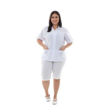 Imagem de Plus Size - Conjunto de jaleco e bermuda em Tecido Oxford para Copeira