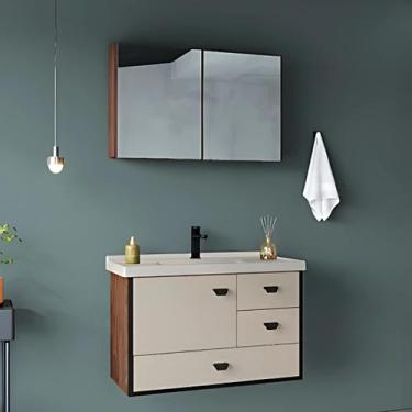 Imagem de Gabinete Banheiro 3 Gavetas Espelheira 2 Portas Mdf com Cuba - Rainha 